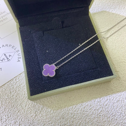 [Dawnora Jewelry Jewelry]CLOVER 15MM  PURPLE VIOLET NECKLACE