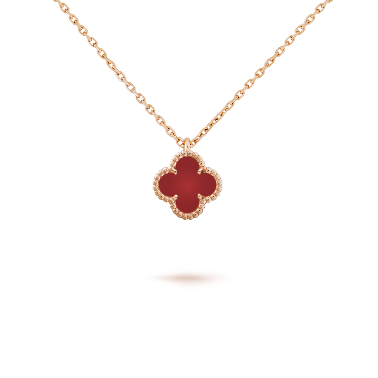[Dawnora Jewelry]CLOVER MINI 9.5MM WHITE CARNELIANS NECKLACE