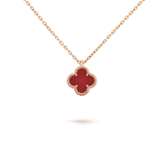[Dawnora Jewelry]CLOVER MINI 9.5MM WHITE CARNELIANS NECKLACE
