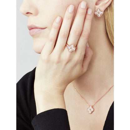 [Dawnora Jewelry]CLOVER 15MM DIAMOND SINGLE FLOWER NECKLACE