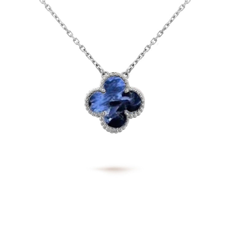 [Dawnora Jewelry]CLOVER 15MM PIETERSITE NECKLACE SILVER