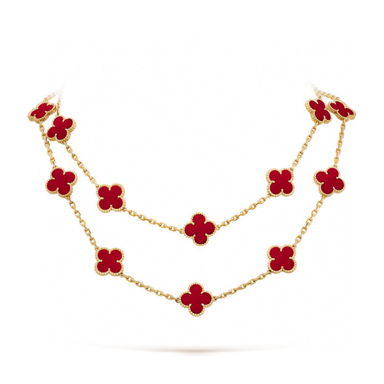 [Dawnora Jewelry]CLOVER 20 MOTIFS CARNELIAN NECKLACE