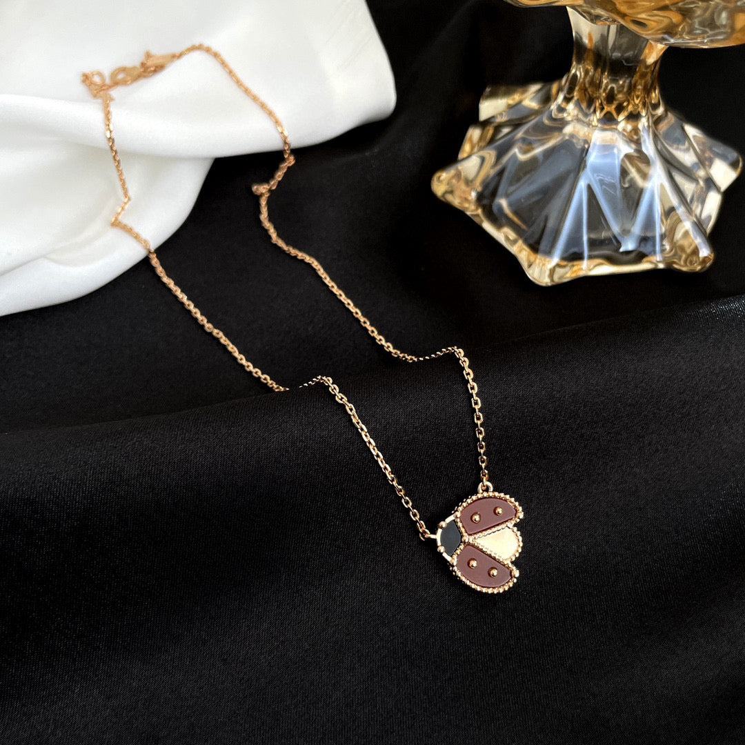 [Dawnora Jewelry]LUCKY  CARNELIANS LADYBUG NECKLACE