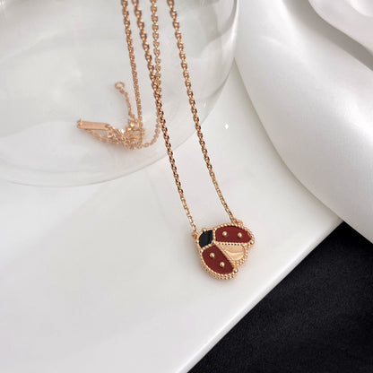 [Dawnora Jewelry]LUCKY  CARNELIANS LADYBUG NECKLACE