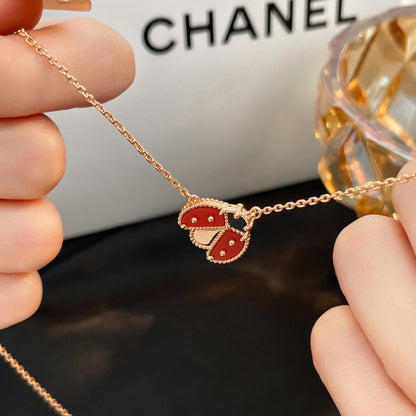 [Dawnora Jewelry]LUCKY  CARNELIANS LADYBUG NECKLACE