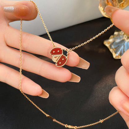 [Dawnora Jewelry]LUCKY  CARNELIANS LADYBUG NECKLACE