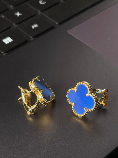 [Dawnora Jewelry] CLOVER LARGE (20mm) 1 MOTIFS BLUE MOP STUD EARRINGS