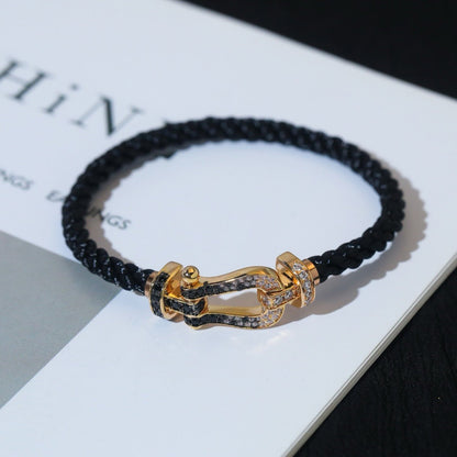 [Dawnora Jewelry]FORCE LARGE HORSESHOE BLACK WHITE DIAMOND BRACELET SILVER
