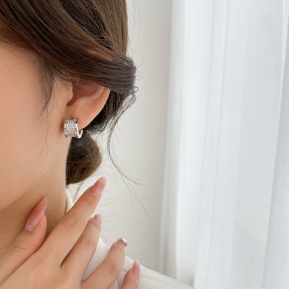 [Dawnora Jewelry]ZERO 1 DIAMOND PAVED EARRINGS