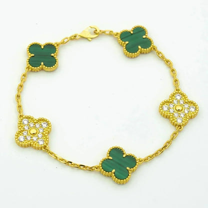 [Dawnora Jewelry] CLOVER 5 MOTIF MALACHITE BRACELET COLLECTION