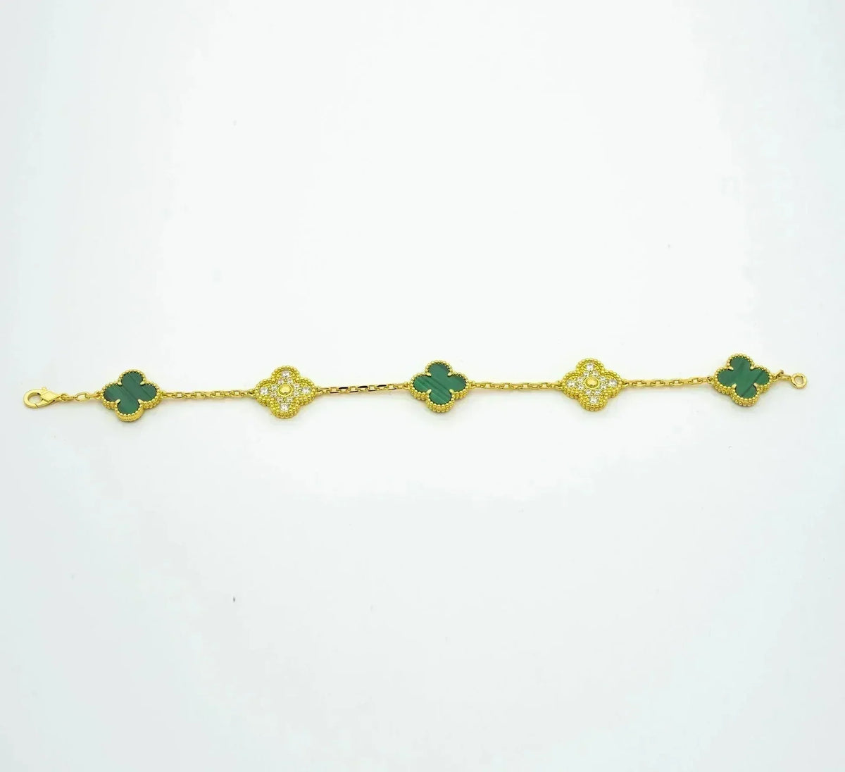 [Dawnora Jewelry] CLOVER 5 MOTIF MALACHITE BRACELET COLLECTION