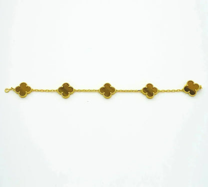 [Dawnora Jewelry] CLOVER 5 MOTIFS TIGER EYE BRACELET COLLECTION