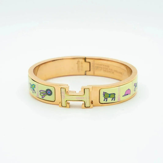 [Dawnora Jewelry]H PINK GOLD BRACELET CREAM CERAMIC