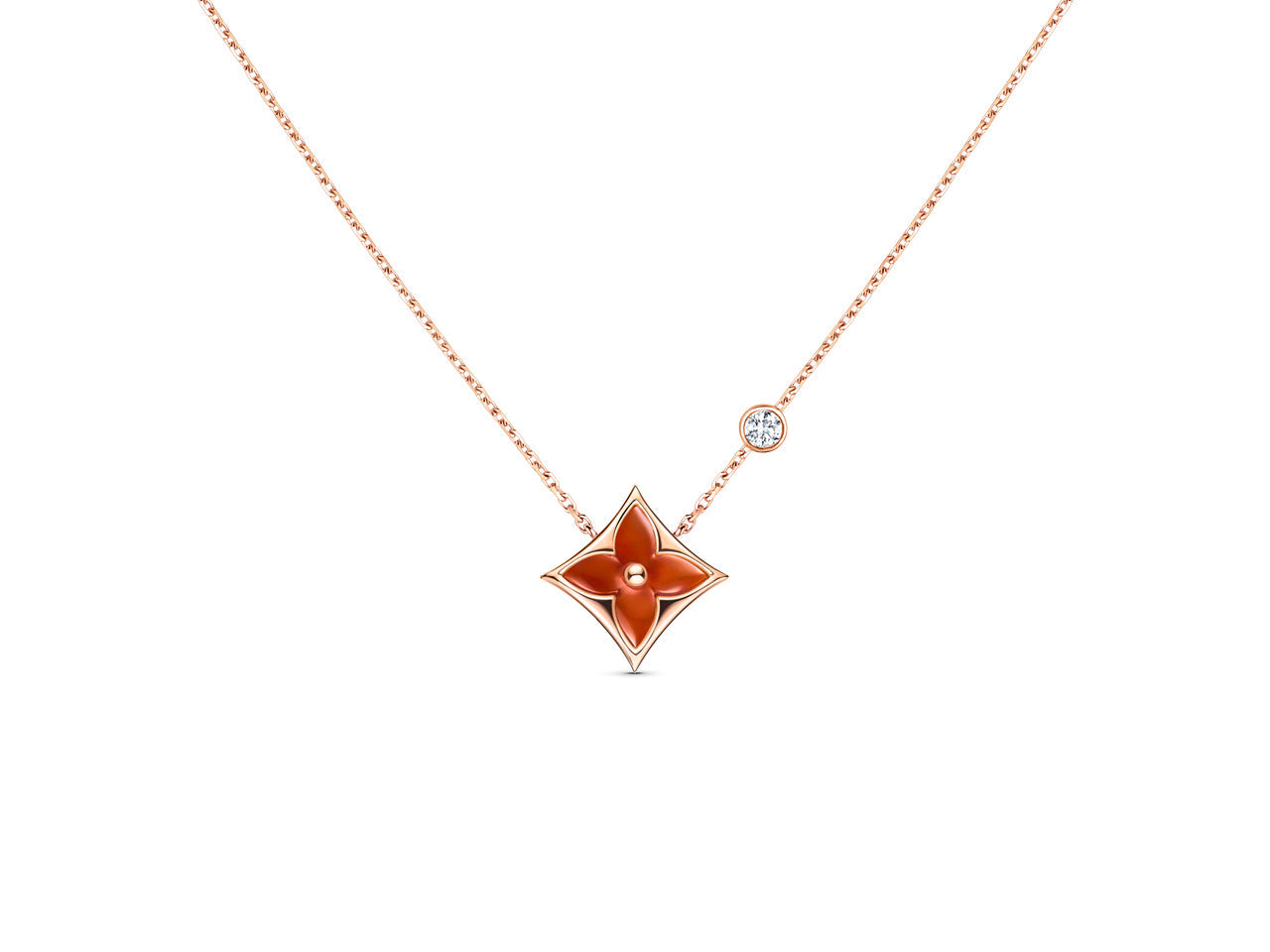 [Dawnora Jewelry]STAR NECKLACE PINK GOLD 1 DIAMOND