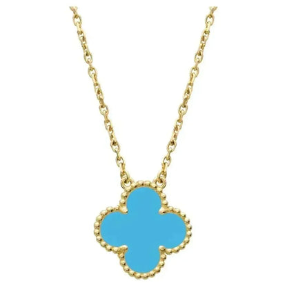 [Dawnora Jewelry]CLOVER 15MM VINTAGE TURQUOISE NECKLACE