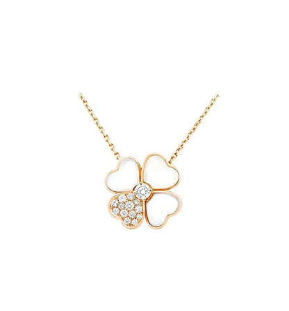 [Dawnora Jewelry]CLOVER MOP DIAMOND ROSE GOLD NECKLACE