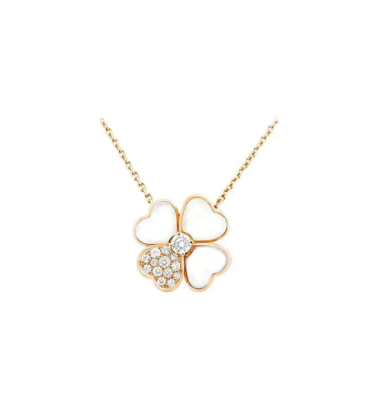 [Dawnora Jewelry]CLOVER MOP DIAMOND ROSE GOLD NECKLACE