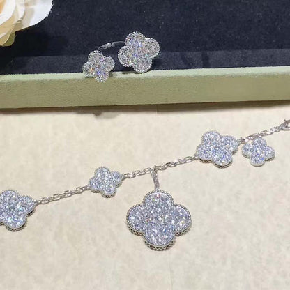 [Dawnora Jewelry]CLOVER 6 MOTIFS SILVER DIAMOND BRACELET