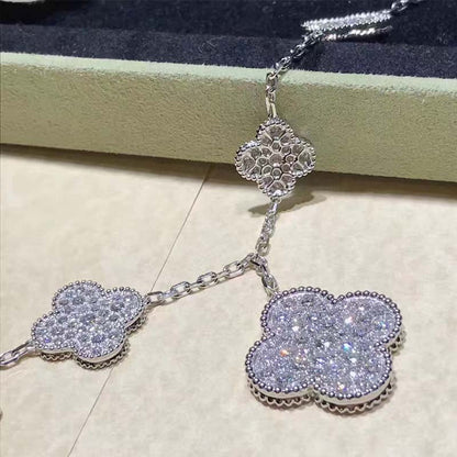 [Dawnora Jewelry]CLOVER 6 MOTIFS SILVER DIAMOND BRACELET