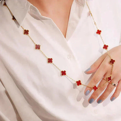 [Dawnora Jewelry]CLOVER 20 MOTIFS CARNELIAN NECKLACE