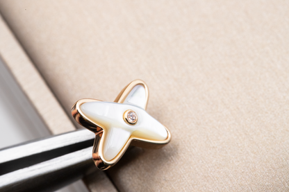 [Dawnora Jewelry]JEUX DE WHITE MOP PINK GOLD DIAMOND EARRINGS