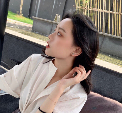 [Dawnora Jewelry]JEUX DE WHITE MOP ROSE GOLD DIAMOND EARRINGS