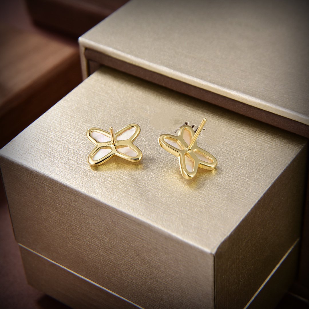 [Dawnora Jewelry]JEUX DE WHITE MOP GOLD DIAMOND EARRINGS