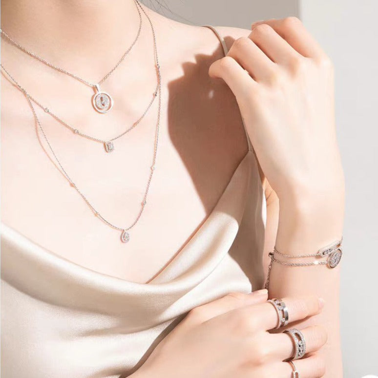 [Dawnora Jewelry]LUCKY MOVER PM PAVED NECKLACE