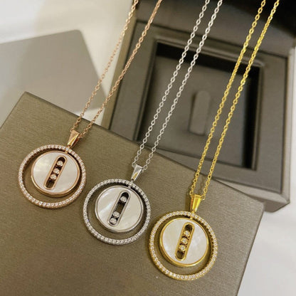 [Dawnora Jewelry]LUCKY MOVE MM NACRE BLANCHE DIAMOND NECKLACE