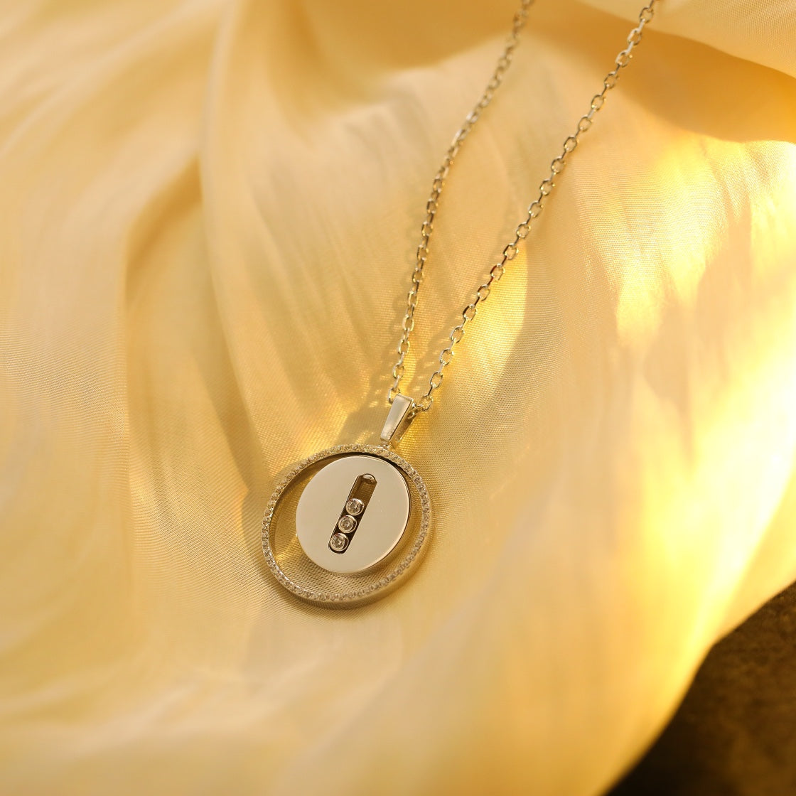 [Dawnora Jewelry]LUCKY MOVE MM SILVER DIAMOND NECKLACE