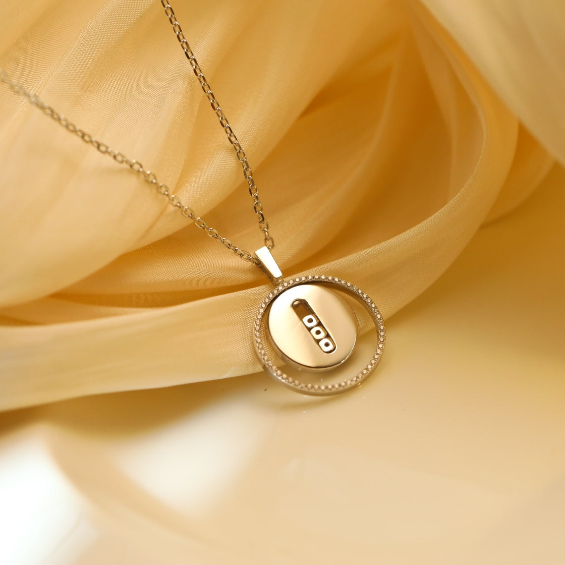 [Dawnora Jewelry]LUCKY MOVE MM SILVER DIAMOND NECKLACE