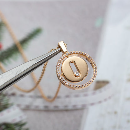 [Dawnora Jewelry]LUCKY MOVE PM NECKLACE PINK GOLD DIAMOND