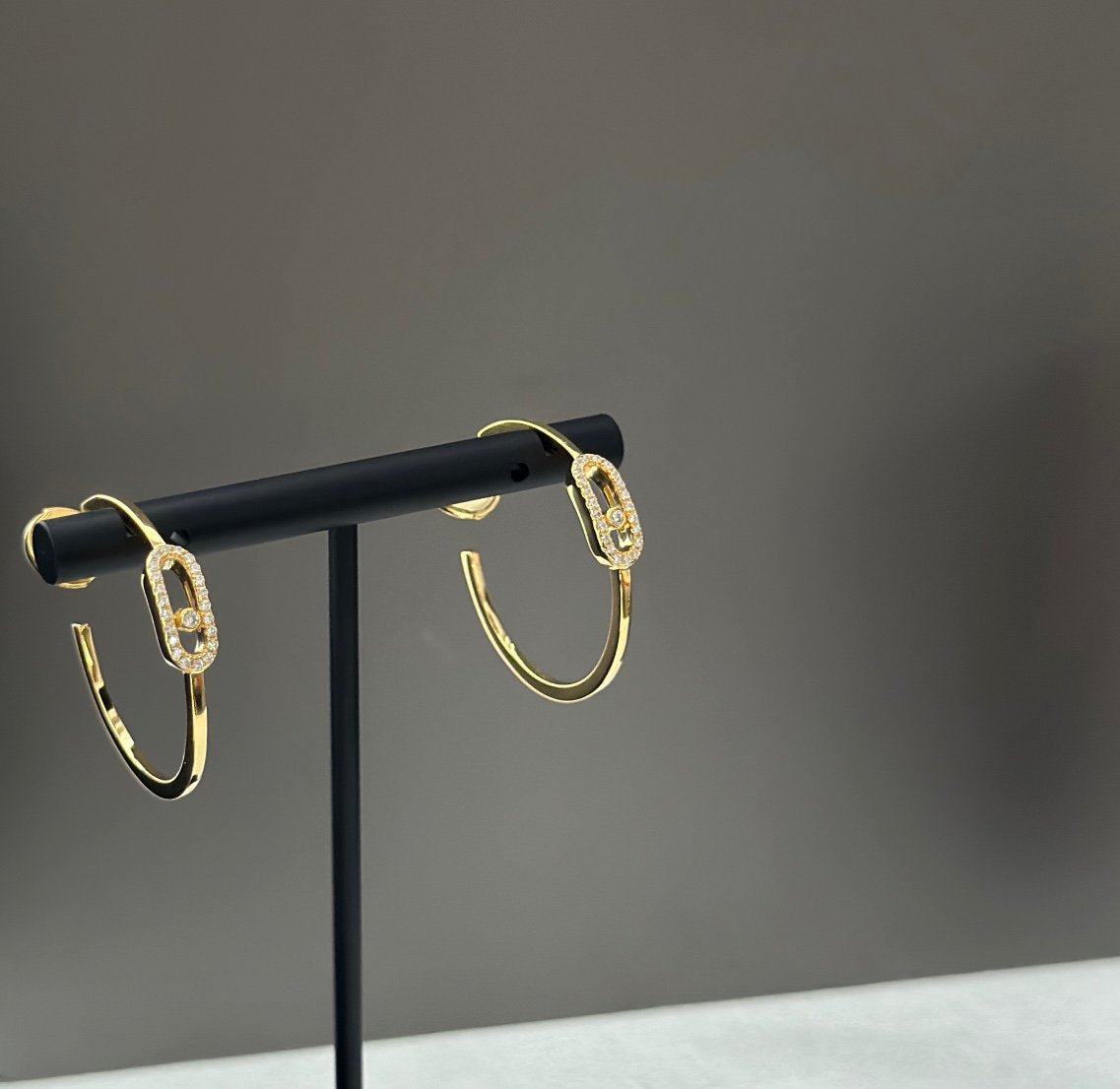 [Dawnora Jewelry]CREOLES MOVE UNO PM DIAMOND EARRINGS