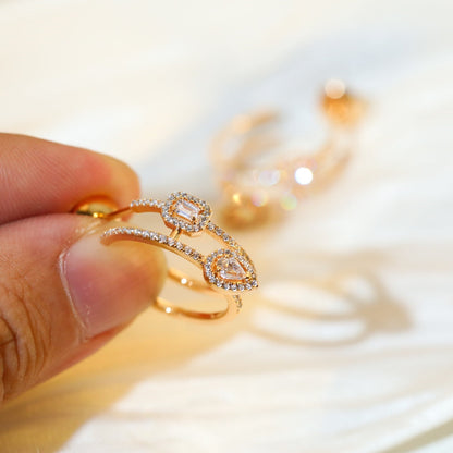 [Dawnora Jewelry]CREOLES MY TWIN 2 RANGS SILVER DIAMOND EARRINGS