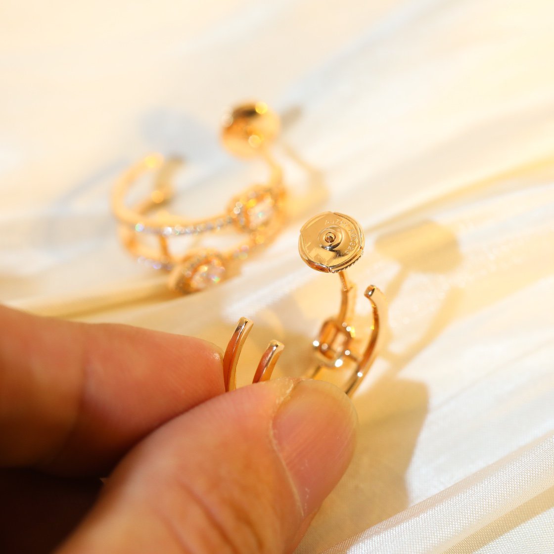 [Dawnora Jewelry]CREOLES MY TWIN 2 RANGS SILVER DIAMOND EARRINGS