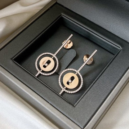 [Dawnora Jewelry]LUCKY MOVE ARROW PINK GOLD DIAMOND EARRINGS