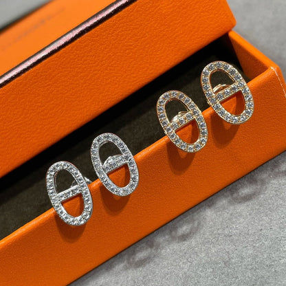 [Dawnora Jewelry]HM FULL DIAMOND PIG NOSE STUD EARRINGS