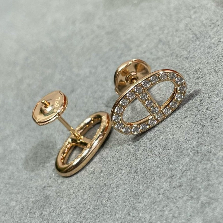 [Dawnora Jewelry]HM FULL DIAMOND PIG NOSE STUD EARRINGS