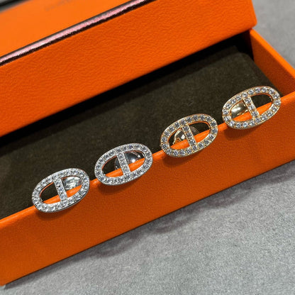 [Dawnora Jewelry]HM FULL DIAMOND PIG NOSE STUD EARRINGS