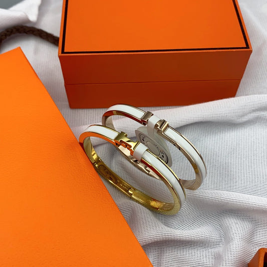 [Dawnora Jewelry]CLASSIC HM CLIC WHITE 8MM ENAMEL BRACELET