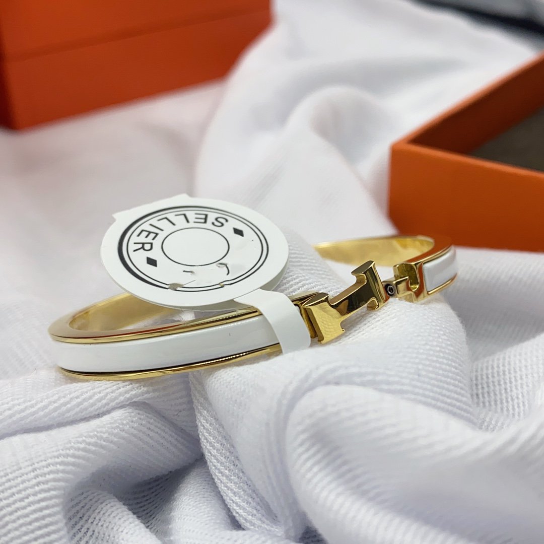 [Dawnora Jewelry]CLASSIC HM CLIC WHITE 8MM ENAMEL BRACELET