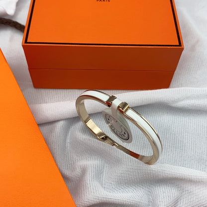 [Dawnora Jewelry]CLASSIC HM CLIC WHITE 8MM ENAMEL BRACELET