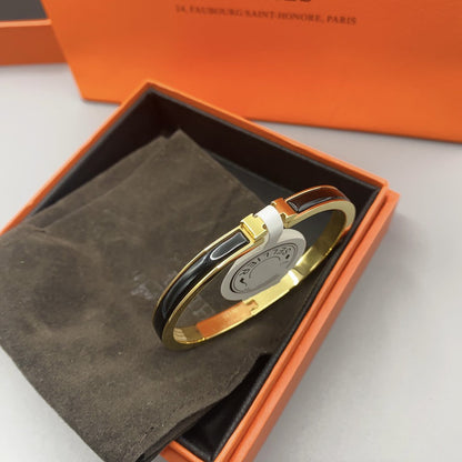 [Dawnora Jewelry]CLASSIC HM CLIC BLACK 8MM ENAMEL BRACELET
