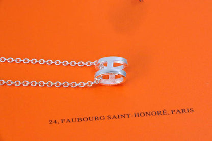 [Dawnora Jewelry]HM NECKLACE H LETTER OVAL SERIES