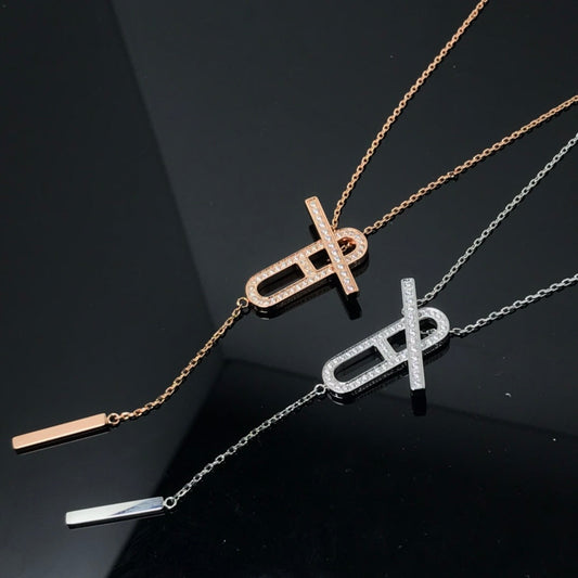 [Dawnora Jewelry]HM NECKLACE PLATINUM ROSE GOLD DIAMOND