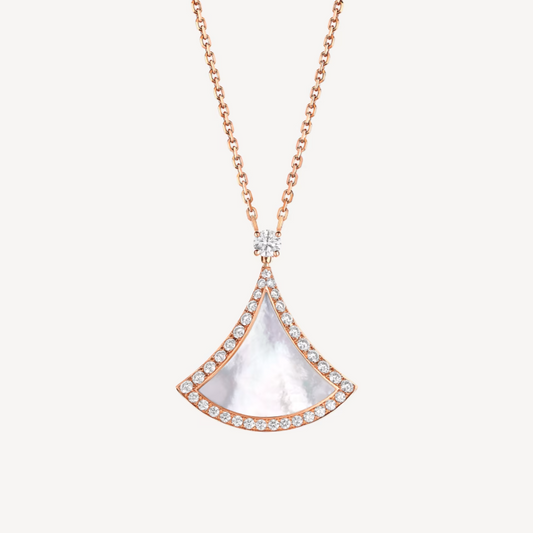 [Dawnora Jewelry]DREAM MOP DIAMOND PAVED PINK GOLD NECKLACE