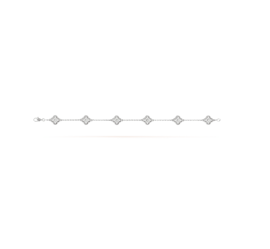 [Dawnora Jewelry]CLOVER 6 MOTIF SILVER DIAMOND BRACELET