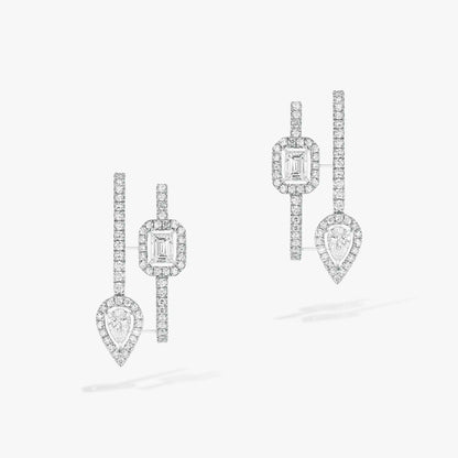 [Dawnora Jewelry]CREOLES MY TWIN 2 RANGS SILVER DIAMOND EARRINGS