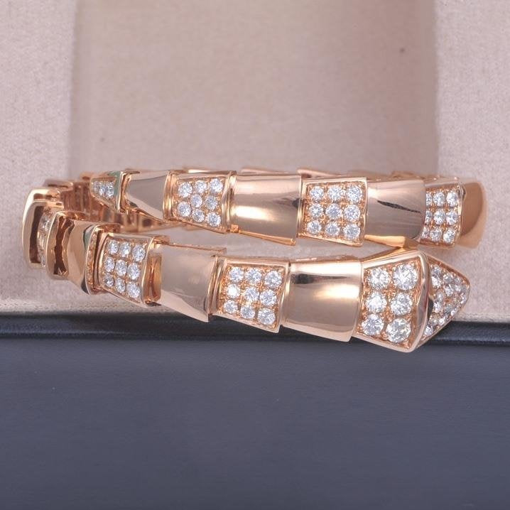 [Dawnora Jewelry]SERPENTI WIDE BRACELET PINK GOLD DIAMOND