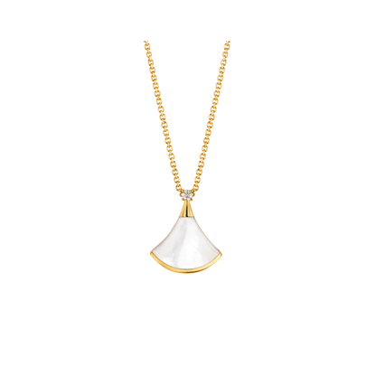 [Dawnora Jewelry]DREAM NECKLACE WHITE MOP GOLD 1 DIAMOND